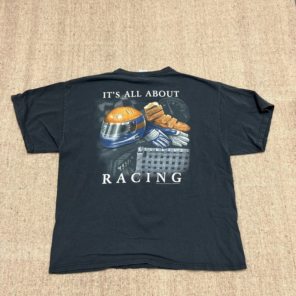 Vintage All About Racing Shirt Mens‎ XL Black 2000s COED Nascar Cars